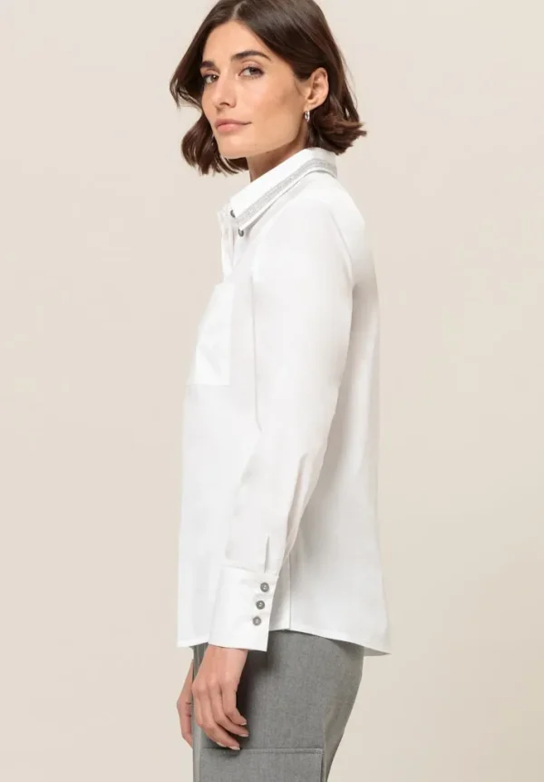 Chemise Manches Longues Boutonné Un Poche Unie – Image 2