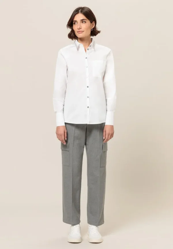 Chemise Manches Longues Boutonné Un Poche Unie – Image 6
