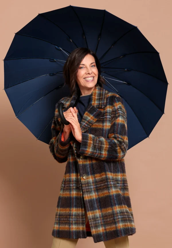 Manteau Mi-long Manches Longues Imprimé Carreaux Ecossais