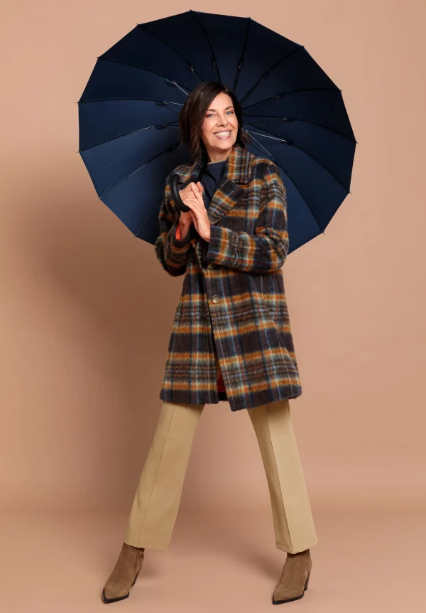 Manteau Mi-long Manches Longues Imprimé Carreaux Ecossais – Image 4