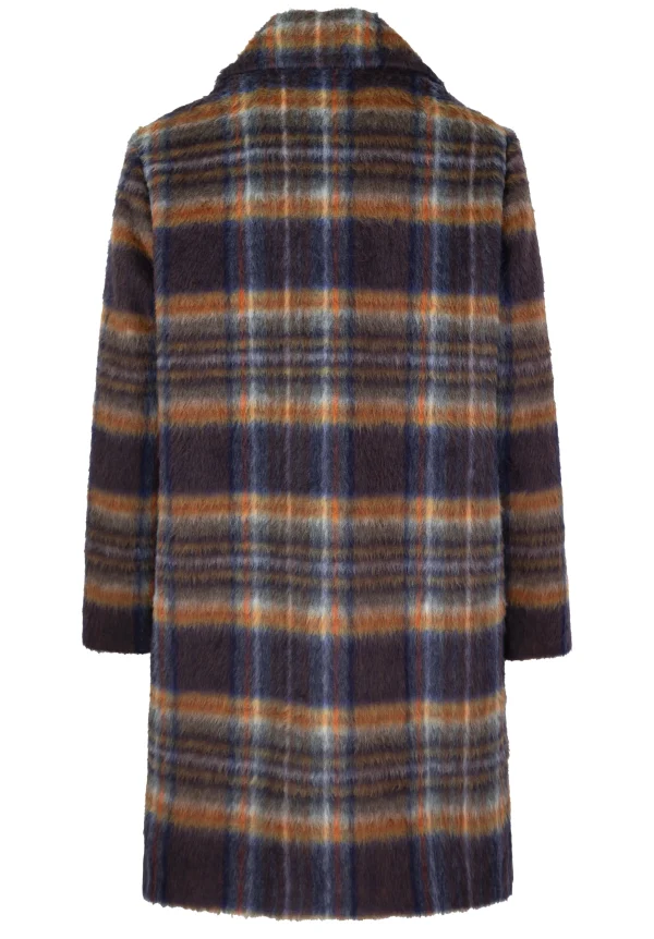 Manteau Mi-long Manches Longues Imprimé Carreaux Ecossais – Image 5