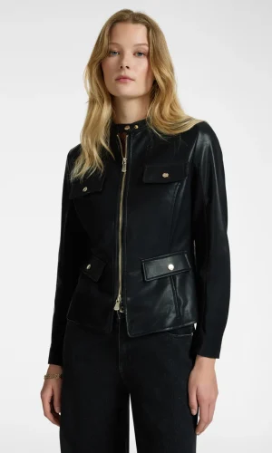 Veste Courte Manches Longues Zippée Deux Poches Bimatière Unie