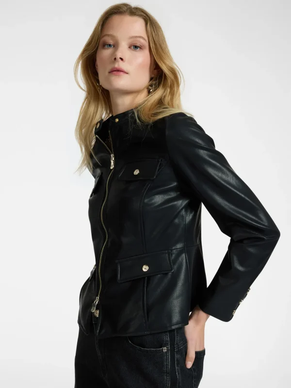 Veste Courte Manches Longues Zippée Deux Poches Bimatière Unie – Image 3