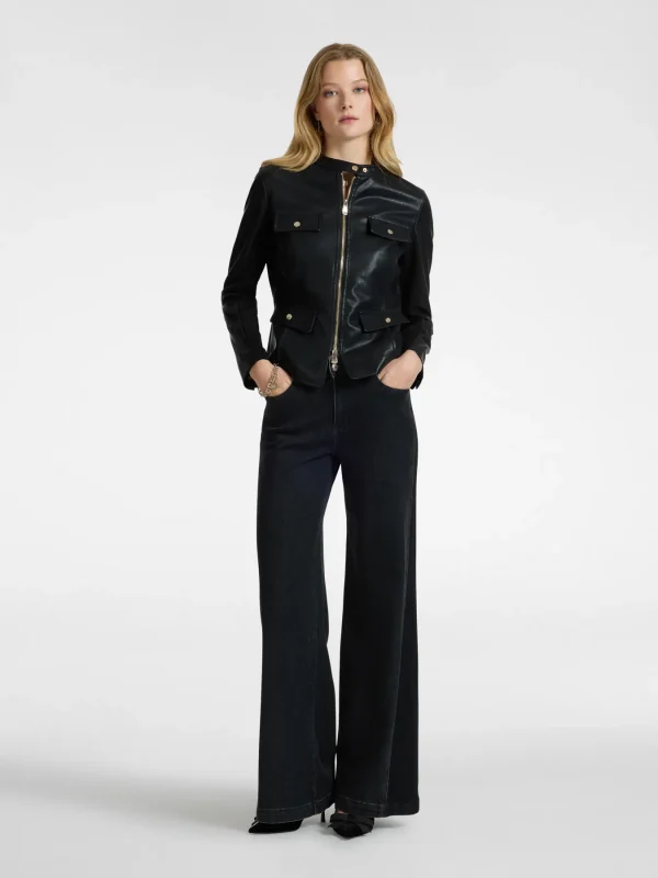 Veste Courte Manches Longues Zippée Deux Poches Bimatière Unie – Image 4