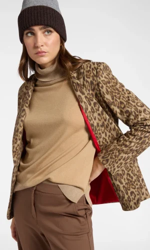 Blazer Manches Longues Un Bouton Deux Poches Imprimé Léopard