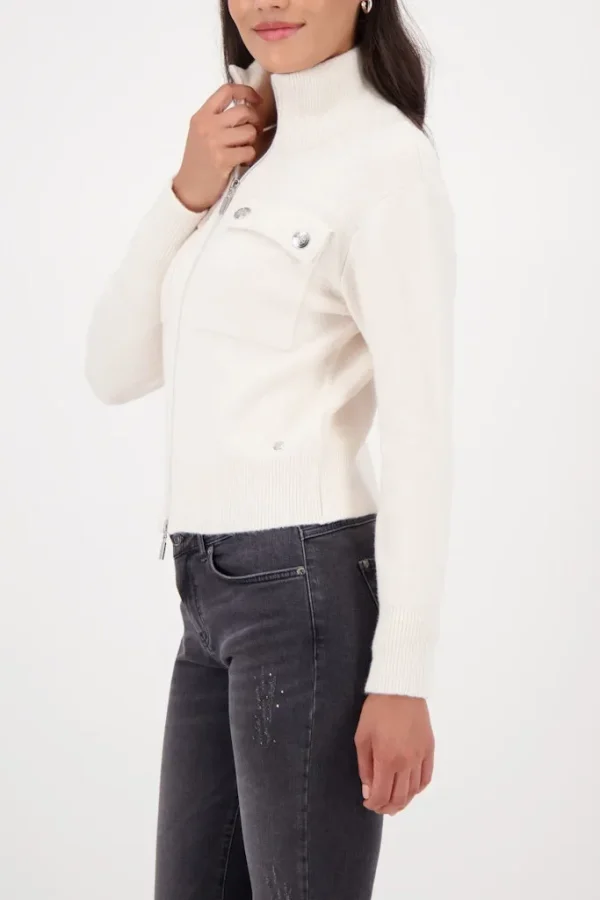 Veste Courte Col Montant Manches Longues Zippé Deux Poches Unie – Image 2