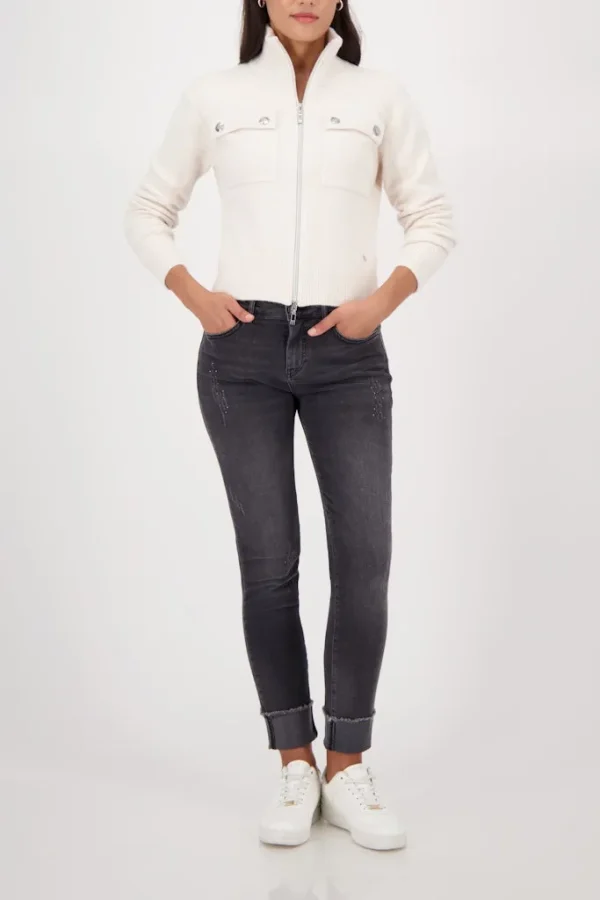 Veste Courte Col Montant Manches Longues Zippé Deux Poches Unie – Image 5