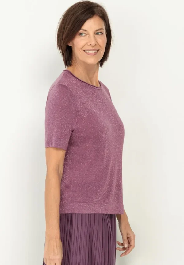 Pull Col Rond Manches Courtes Métallisé Uni – Image 2