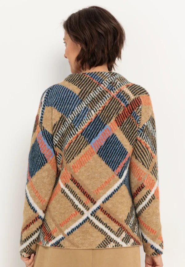 Pull Col Montant Manches Longues Imprimé Carreaux – Image 3