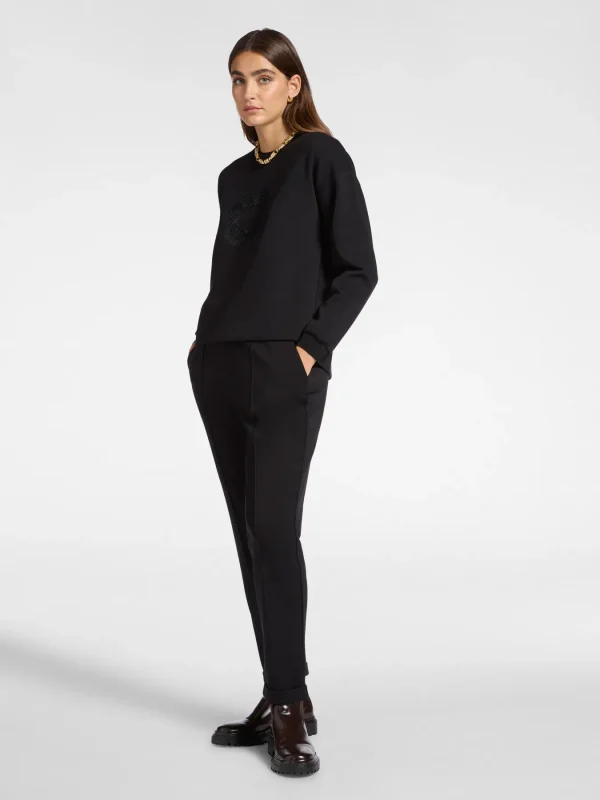 Sweat Col Rond Manches Longues Motif Placé Logo Strass – Image 3