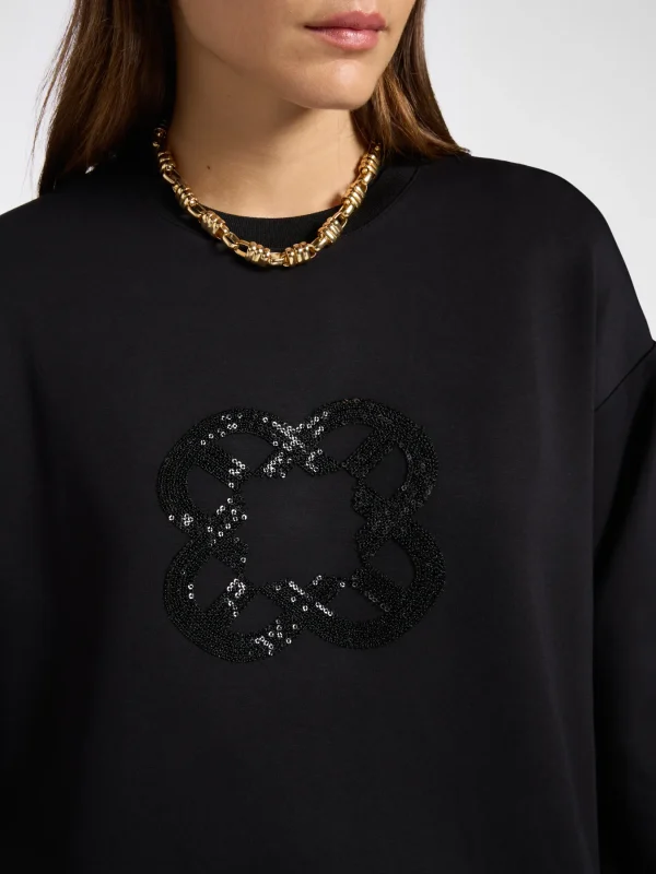 Sweat Col Rond Manches Longues Motif Placé Logo Strass – Image 4