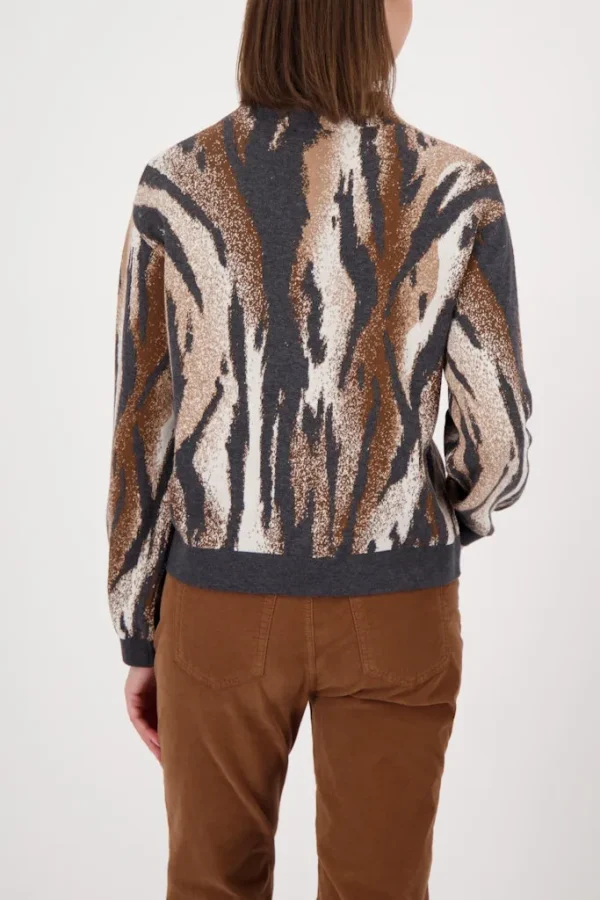 Pull Col Montant Manches Longues Imprimé Zèbre Strass – Image 3