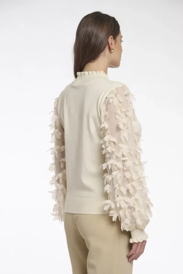 Pull Col Cheminée Manches Longues Transparentes Details Fantaisie Uni – Image 3