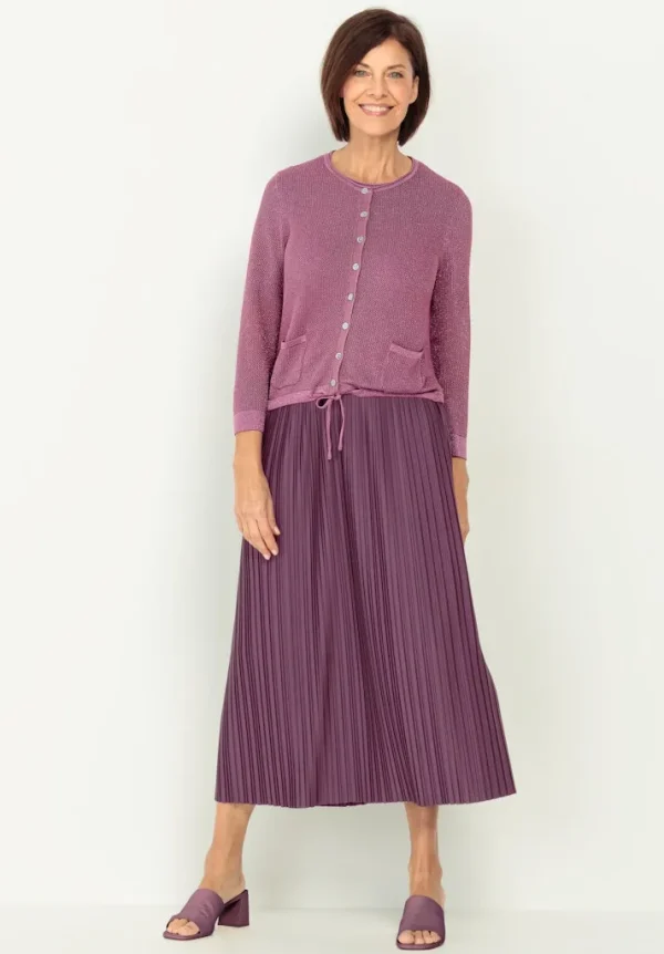 Gilet Manches Longues Boutonné Deux Poches Cordons Bas Métallisé Uni – Image 6