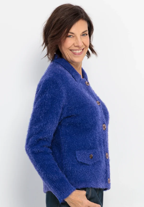 Gilet Manches Longues Boutonné Deux Poches Façon Raccoon Uni – Image 2
