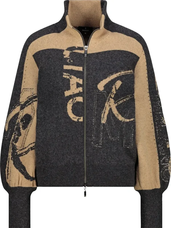 Gilet Col Montant Manches Longues Zippé Maille Milano Strass Bicolore – Image 6