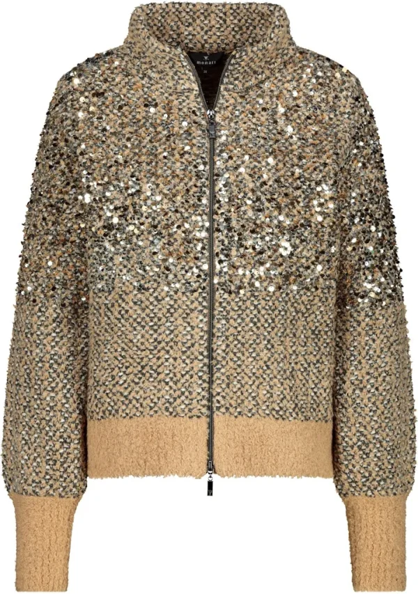 Gilet Col Montant Manches Longues Zippé Maille Chinée Paillettes – Image 6
