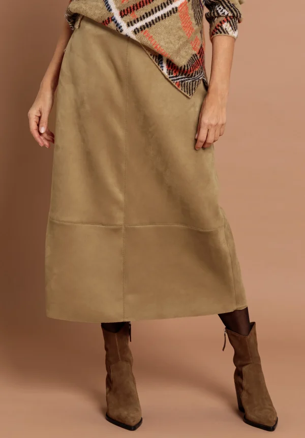 Jupe Longueur Midi Taille Moyenne Suedine Unie – Image 2