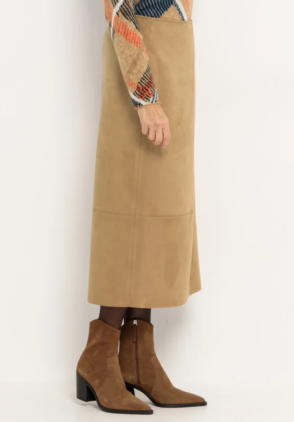 Jupe Longueur Midi Taille Moyenne Suedine Unie – Image 3