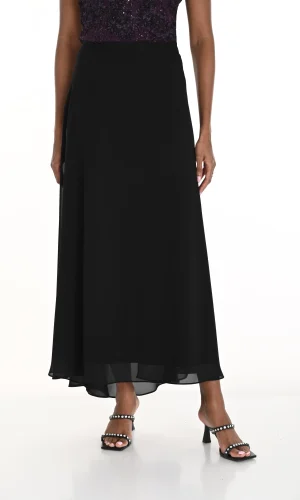 Jupe Longue Taille Moyenne Fluide Unie Satinée
