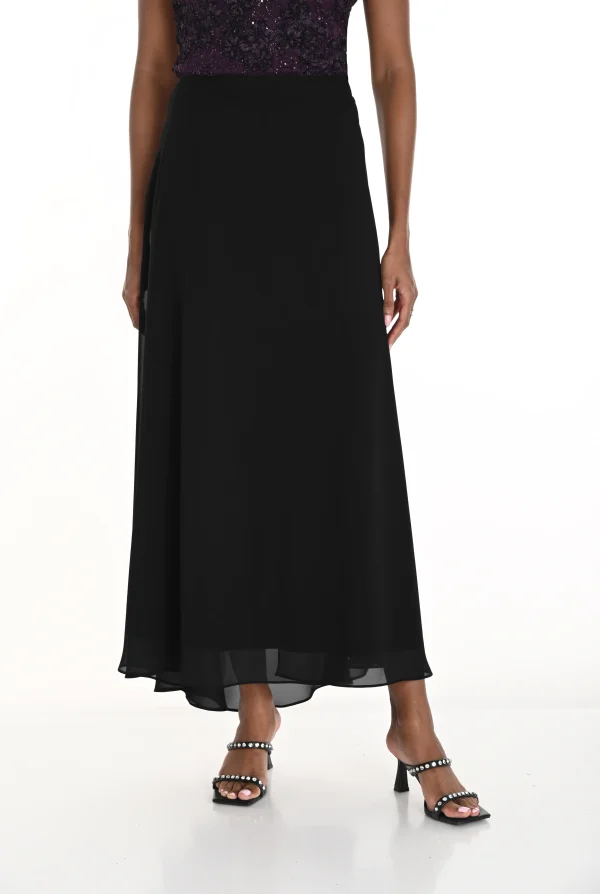 Jupe Longue Taille Moyenne Fluide Unie Satinée