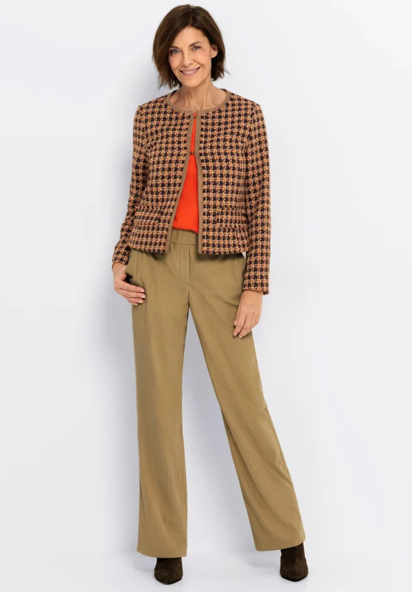 Pantalon Long Taille Moyenne Elastique Velours Côtelé Deux Poches Fluide Uni