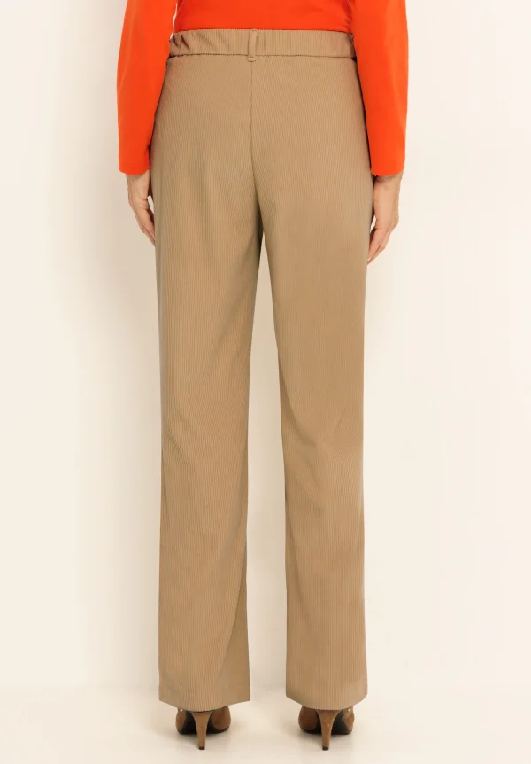 Pantalon Long Taille Moyenne Elastique Velours Côtelé Deux Poches Fluide Uni – Image 4