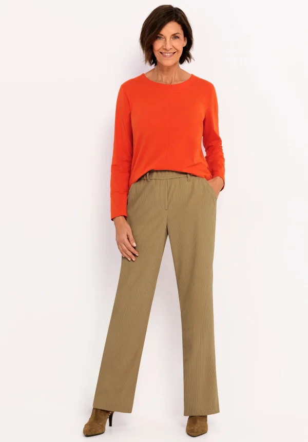 Pantalon Long Taille Moyenne Elastique Velours Côtelé Deux Poches Fluide Uni – Image 6