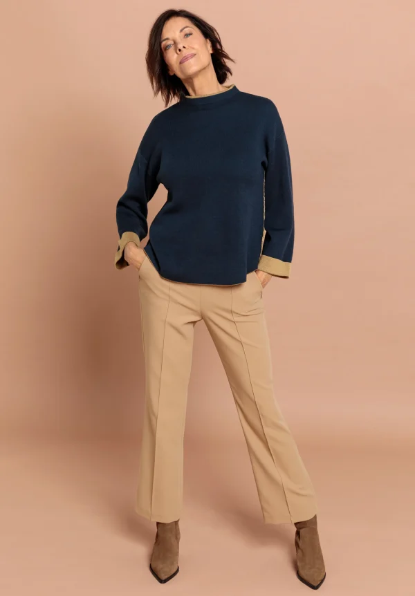 Pantalon Long Taille Elastique Zip Côté Uni