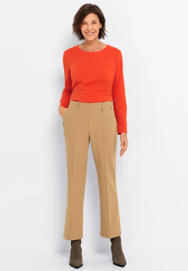 Pantalon Long Taille Elastique Zip Côté Uni – Image 5