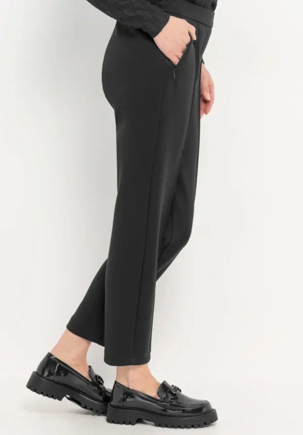 Pantalon Jegging Long Taille Moyenne Elastique Poches Zippées Uni – Image 3