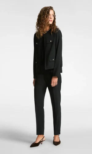 Pantalon Crêpe Sept-huitième Taille Moyenne Uni