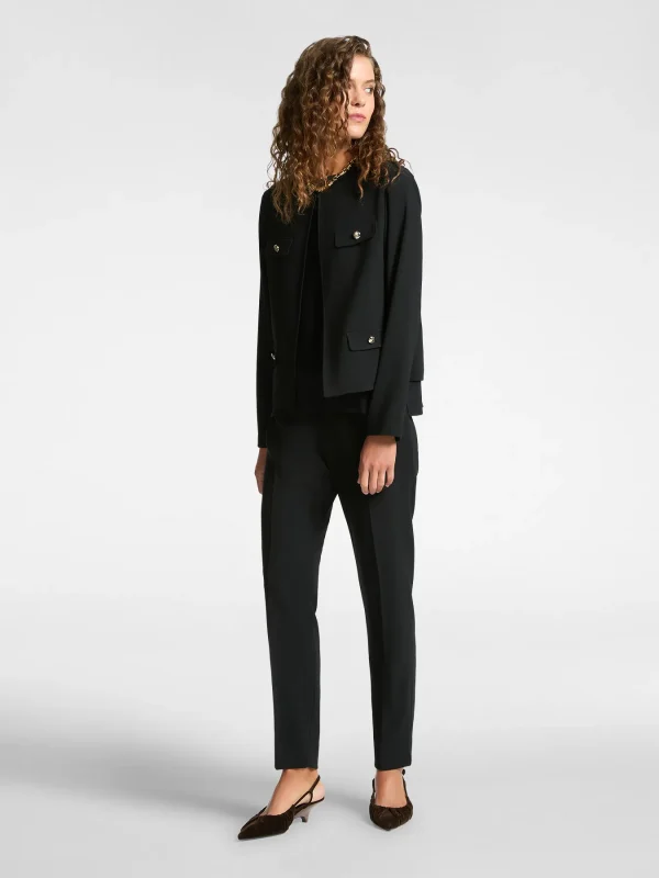 Pantalon Crêpe Sept-huitième Taille Moyenne Uni