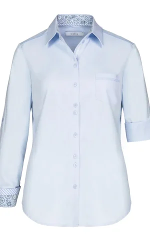 Chemise Manches Longues Piqué De Coton Poche Poitrine Unie