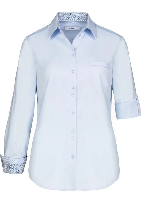 Chemise Manches Longues Piqué De Coton Poche Poitrine Unie