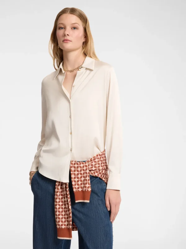 Chemise Manches Longues Satinée Unie