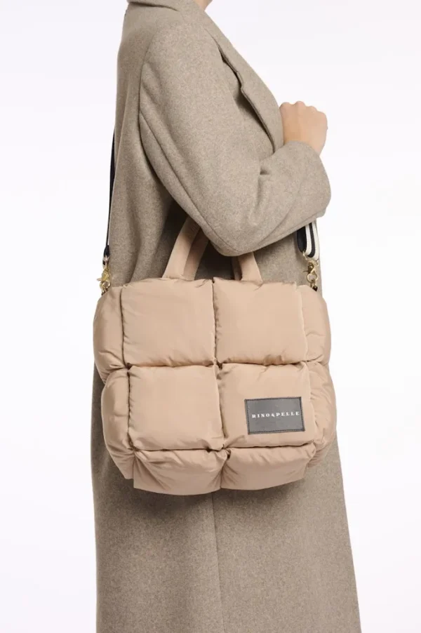 Sac Shopping Matelassé Avec Poignée Et Bandoulière Uni – Image 2