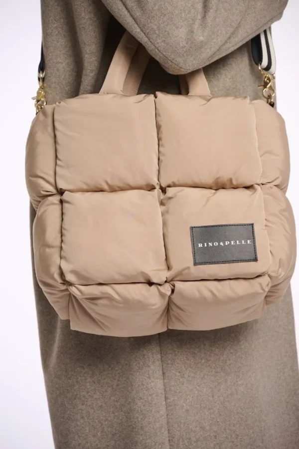 Sac Shopping Matelassé Avec Poignée Et Bandoulière Uni – Image 3