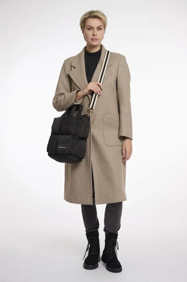 Sac Shopping Matelassé Avec Poignée Et Bandoulière Uni – Image 4