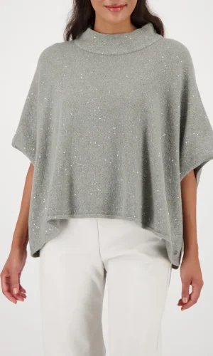 Poncho Col Montant Paillettes Attaches Côté