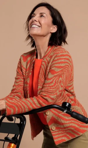 Gilet Boutonné Manches Longues Deux Poches Plaquées Imprimé