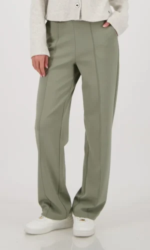 Pantalon Long Taille Moyenne Elastique Droit Deux Poches Françaises Uni