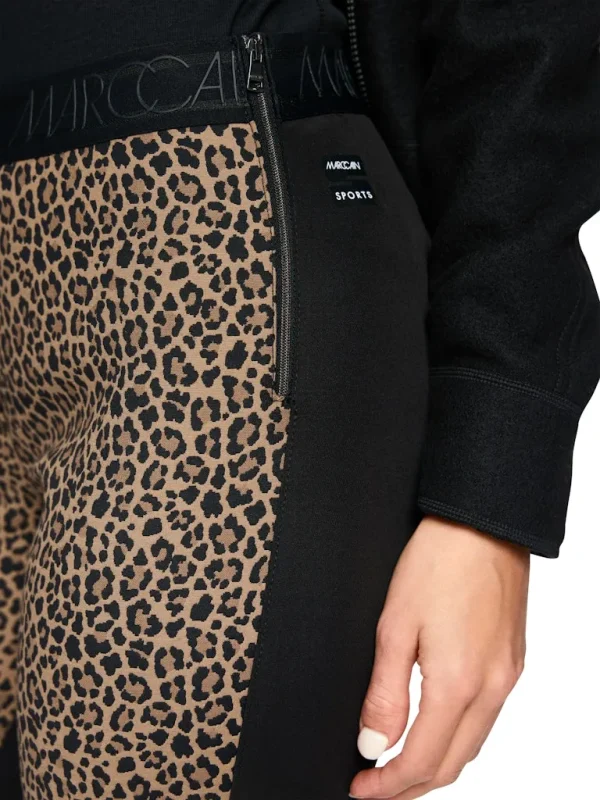 Pantalon Sept-Huitième Taille Moyenne Elastique Bimatières Imprimé Léopard – Image 4