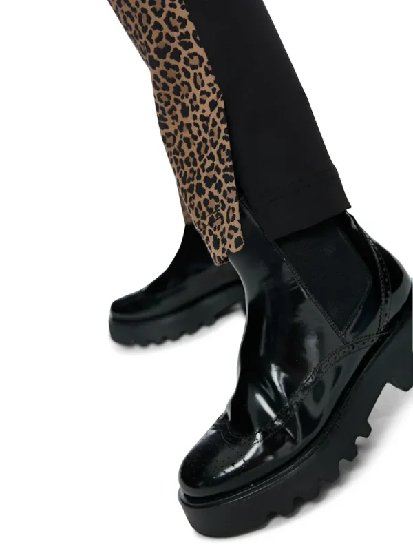 Pantalon Sept-Huitième Taille Moyenne Elastique Bimatières Imprimé Léopard – Image 5