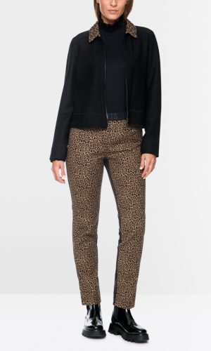Pantalon Sept-Huitième Taille Moyenne Elastique Bimatières Imprimé Léopard