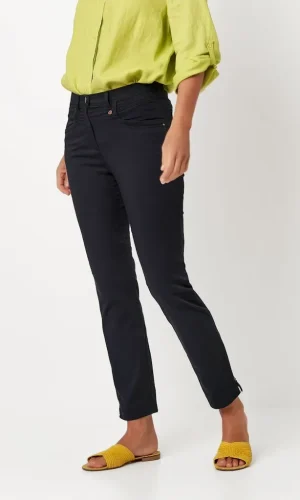 Pantalon Sept-Huitième Taille Moyenne Elastique Quatres Poches Uni