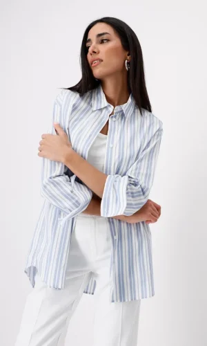 Chemise Manches Longues Oversized Rayée