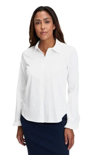 Chemise Manches Longues Détails Bas Cintré Unie