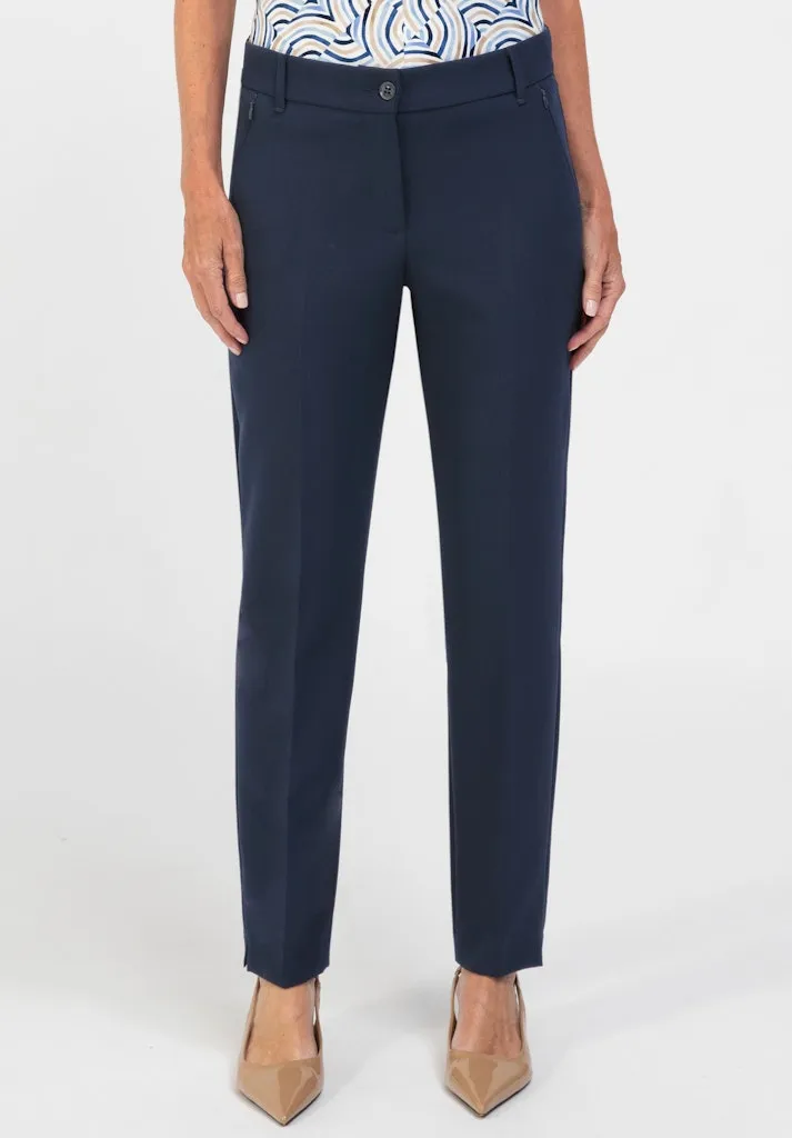 Pantalon Long Taille Moyenne Elastique Deux Poches Zippées Uni Sienna