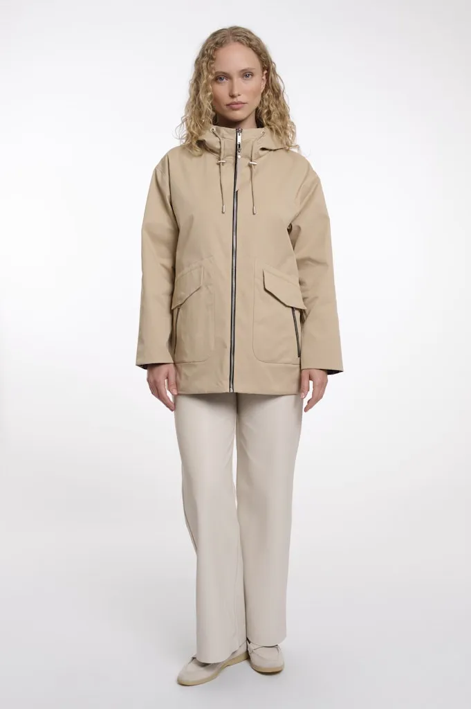 Parka Mi Longue A Capuche Zippée Manches Longues Quatre Poches Réversible Léopard Coton – Image 4